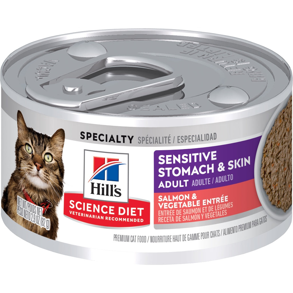 Science Diet Adult Sensitive Stomach & Skin Salmon & Vegetable Entrée Cat Food