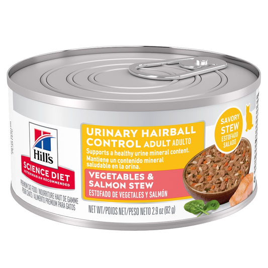 Hill’s Science Diet Adult Urinary Hairball Control Vegetables & Salmon Stew Cat Food