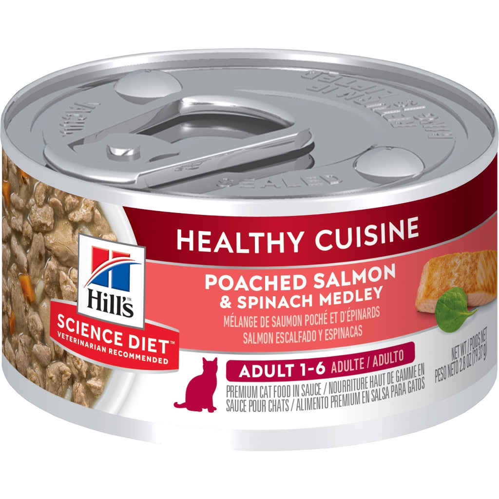 Adult Healthy Cuisine Poached Salmon & Spinach Medley Cat Food