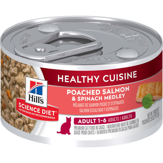 Adult Healthy Cuisine Poached Salmon & Spinach Medley Cat Food